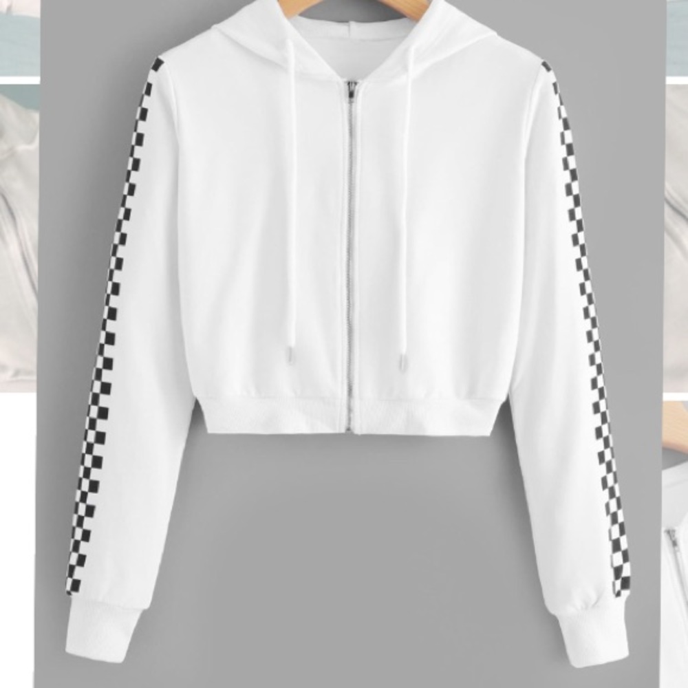 Drawstring Detail Zip Sweatshirt